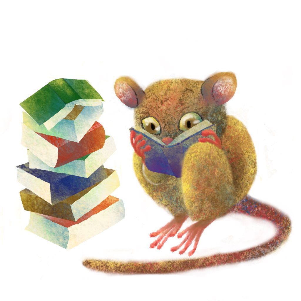本を読むメガネザルのイラスト