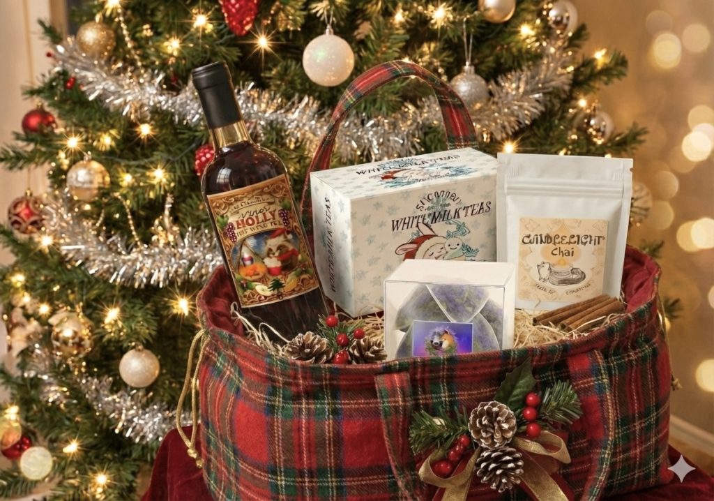 ティーのクリスマスギフトボックスのモックアップ